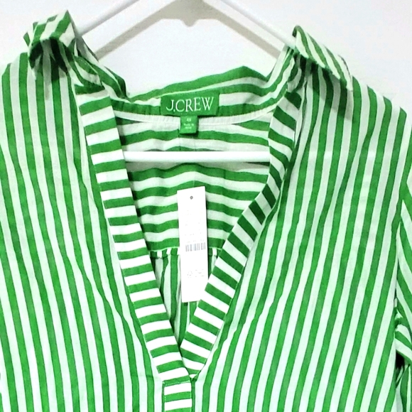 NWT JCREW Preppy Green Stripe Swimsuit Coverup Size XXS - Picture 4 of 4